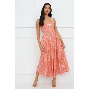 Mika‎ & Gala Tropical Orange Halter Maxi Dress Women's US Size 10 NEW
